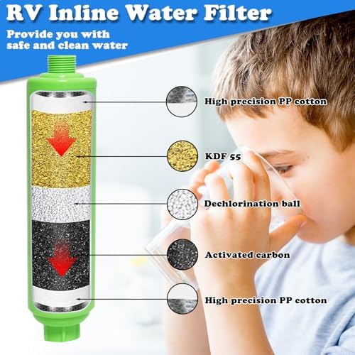 RV Water Pressure Regulator, Water Pressure Regulator for RV Camper, Camper Water Pressure Regulator with RV Water Regulator, Water Filter, Quick Connect Water Hose, Brass Elbow Flexible Connector - Image 4