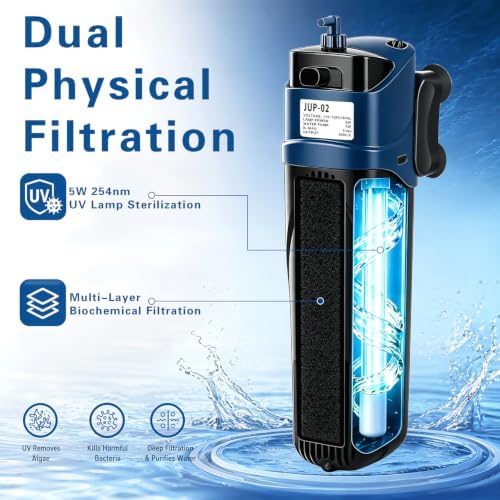 COOSPIDER Fish Tank Filter U-V Submersible Aquarium Filter 132GPH - Image 2