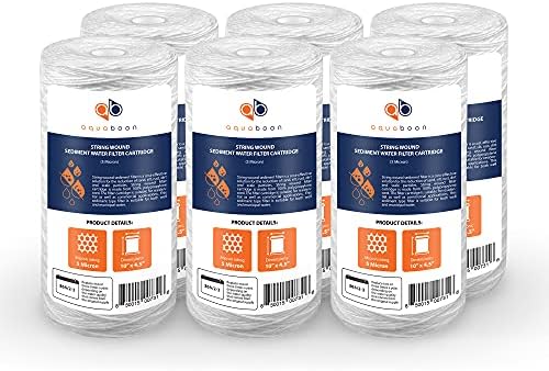 Aquaboon 5 Micron 10 x 4.5 String Wound Water Filter Cartridge 6-Pack by Aquaboon