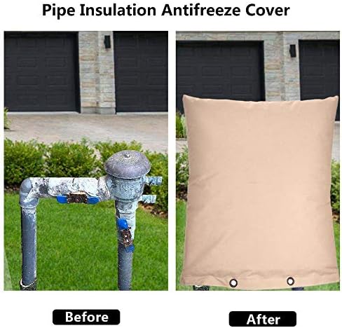 Backflow Preventers Protection Pouch, 17W x 21H Backflow Winter Cover, Outdoor Backflow Preventer Insulation Cover for Water Sprinkler Valve Box Meter or Controller, Khaki, 22B09PV30X1LT6CHEQSU35 - Image 2