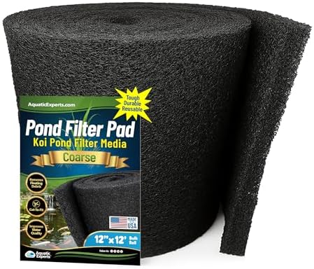 Aquatic Experts Classic Koi Pond Filter Pad COARSE – Bulk Roll Pond Filter Media, Rigid Ultra-Durable Latex Coated Fish Pond Filter Material US (12" x 12 Feet, Coarse (Black)) by AquaticExperts