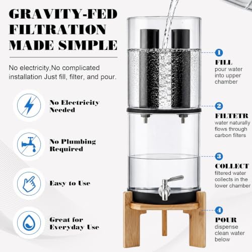 3.4 Gal Gravity Fed Water Filtration System, Glass Water Filter Dispenser - Image 3