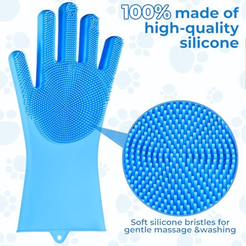 2PCS Dog Washing Gloves and Dog Bath Brush, high-Density Teeth Design pet Grooming Gloves, 2-in-1 Pet Grooming kit ，Suitable for Dogs and Cats to bathe, depilate, and Massage - Image 5