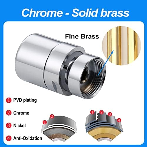 Faucet Extender 360° Swivel Faucet Aerator Female Thread Chrome Solid Brass Kitchen Sink Aerator and Bathroom Sink Filter, 55/64in Aerator for Sink Faucet with 15/16 Inch-27UNS male Thread Adapter - Image 5