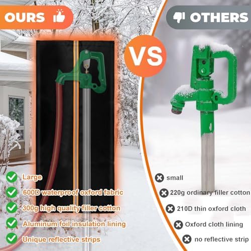 Outdoor Faucet Cover for RV Park & Yard Hydrant 35"x15" Waterproof Extended Spigot Insulated Water Faucet Cover Large Freeze and Heat Protector for Winter Outside Garden Lawn Backflow Sprinkler System - Image 5