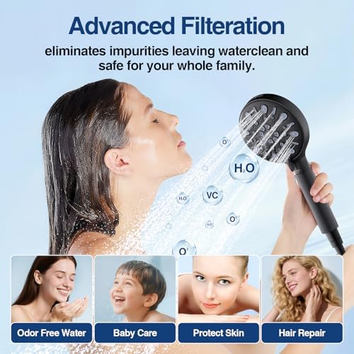 Filtered Shower Head with Handheld, 8 Spray Mode High Pressure Showerhead with Filters, Detachable shower head, Water Softener Filters for Hard Water, Remove Chlorine(N8HS702MB-NA) - Image 2