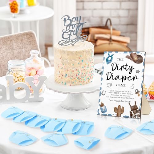 Roowest 51 Pcs Dirty Diaper Baby Shower Games, Blue Cowboy - Image 6