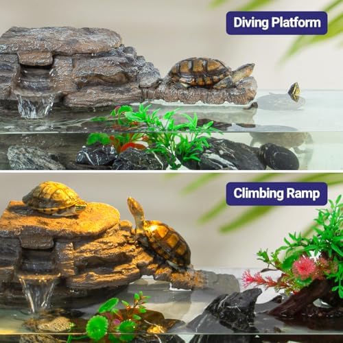 REPTIZOO Turtle Tank Filter, 120GPH Turtle Filter Basking Platform with Detachable Bridge for Climbing Ramps and Diving, Quiet Aquatic Reptile Filter Keeps Water Clean, Terrarium Decor - Image 5