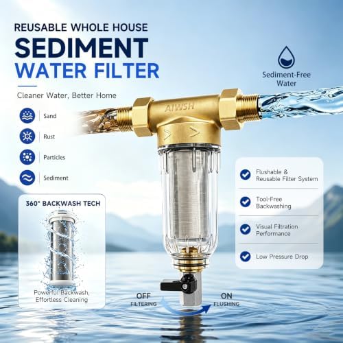 40 Micron Spin Down Sediment Filter,Reusable Sediment Water Filter,Washing Machine Water Filter,Whole House Pre-Filtration System for City Water & Well Water,25GPM,1" MNPT+3/4" FNPT+3/4" MNPT - Image 2