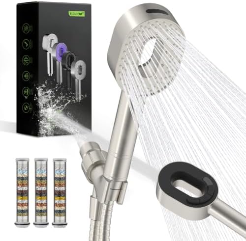 Hibbent Filtered Showerhead with handheld, High Pressure 5 Sprays Shower by Hibbent