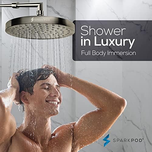 SparkPod Rain Shower Head, 8 Inch Round, Elegant Brushed Nickel Finish - Image 4
