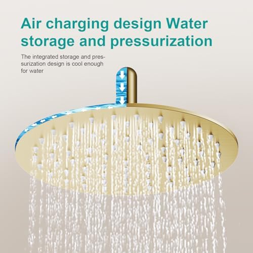 All Metal 8Inch Rain Shower Head - Heavy Duty Stainless Steel, Easy Install, High Water Flow, Ultra-Thin Modern Design for Bathroom (Brushed Gold) - Image 6