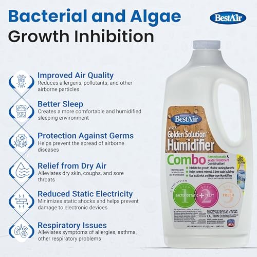Bacteriostatic Humidifier Water Treatment – Extend Filter Life Eliminate Odors & Prevent Bacterial Growth – Compatible with All Cool Mist & Warm Mist Humidifiers – 32 oz Easy Pour Bottle (4) - Image 2