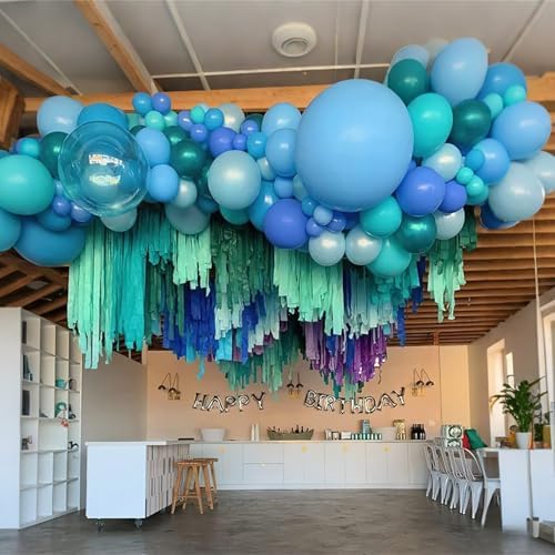 Blue Balloon Garland Arch Kit, 112 Pcs Pastel Baby Light Blue Royal Blue Slate Teal Blue Turquoise Metallic Green Under the Sea Balloon Arch Kit for Boys Ocean Birthday Baby Shower Party Decorations - Image 6