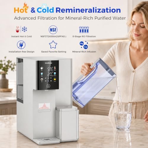 C5ALK-GY Countertop RO System, Hot & Cold Alkaline Water Bundle | 2 Filters (1 Remineralization pH+ RO + 1 RO), 8-Stage Filtration, 3s Instant Hot Water, 4-Year Use, NSF/ANSI 372/42/58 Certified - Image 2