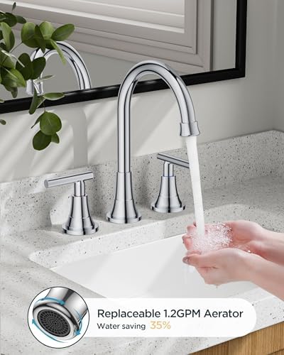 FORIOUS 2 Pack Chrome Bathroom Faucet 3 Hole, 8 in Commercial Faucet 3 Hole - Image 5