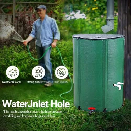Collapsible Rain Barrel with Zipper Open, Protable Rainwater Collection System Kit, PVC Rain Catcher Barrel for Outdoor Garden Camping,Beige,200L/60x70cm - Image 5
