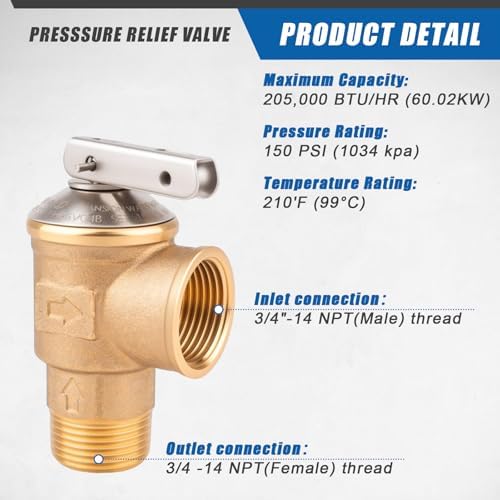 3/4" IPS Tankless Water Heater Valve Kit, Pressure Relief Valve - Image 4