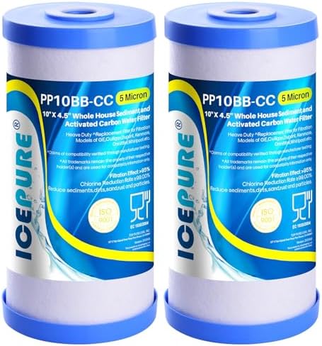 ICEPURE 5 Micron 10" x 4.5" Whole House Sediment and Carbon Filter 2 Pack by ICEPURE
