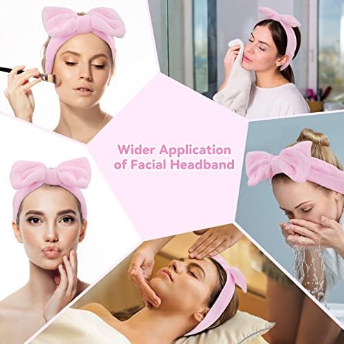 Ondder Spa Headband for Washing Face 8 Pack Pink Skincare Makeup Headbands - Image 3