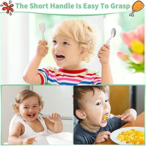 Patelai 9 Pcs Toddler Utensils Fork Spoon with Case,Blue, Green, Pink - Image 5