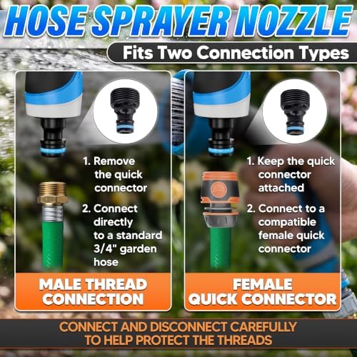 Garden Hose Nozzle, 10 Spray Patterns, Thumb Flow Control, Blue - Image 7