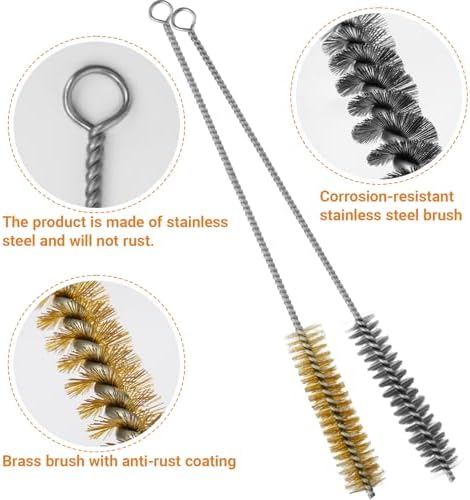 RAWILL 16Pcs Tube Cleaning Brush, Brass Stainless Steel Engine Cleaning Brushes, 12 Inch Long Round Wire Pipe Cleaner for Deep Pipes, Auto Parts, Engine Parts, 8 Sizes - Image 5