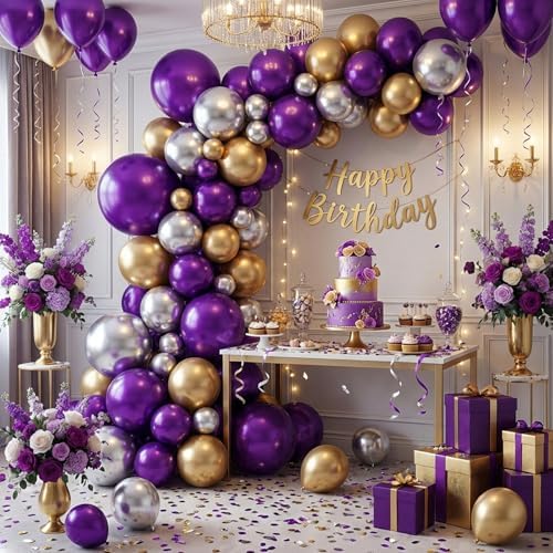 APLANET 150pcs Dark Purple Balloons Different Sizes of 18 12 10 5 Inch Royal Purple Balloon for Halloween Birthday Party Baby Shower Graduation Anniversary Bachelorette, Arch Kit Decoration - Image 6