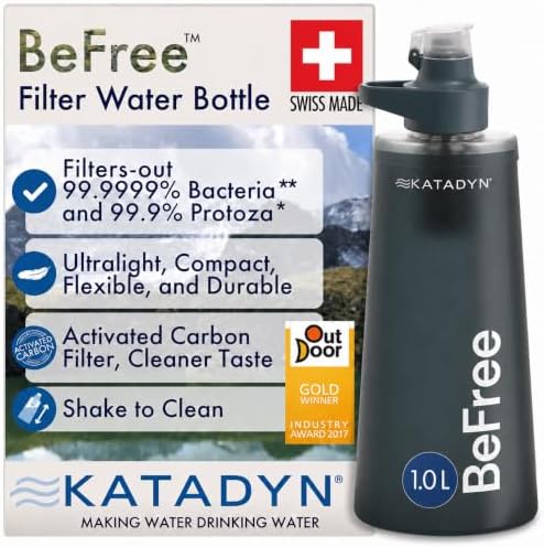 Katadyn BeFree 1L Lightweight Collapsible Water Filter Bottle for Outdoors by Katadyn
