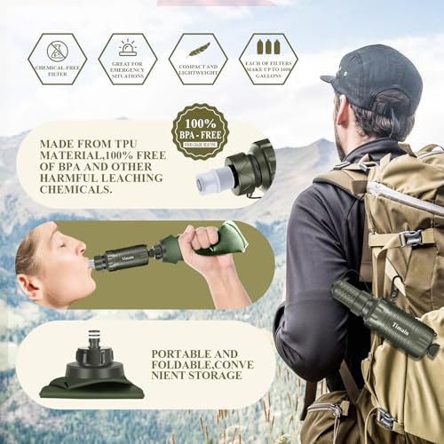 Timain Portable Personal Water Filter Straw Water Filter Survival Gear for Emergency Preparedness, Outdoor Activities, Travel, Camping, Hiking, Fishing, Hunting - Image 6