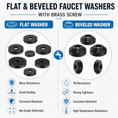 114 pcs Flat and Beveled Faucet Washers and Brass Bibb Screws Assortment - Image 5
