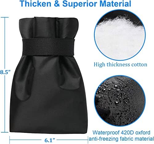 Outdoor Faucet Covers for Winter Freeze Protection, 8.5" H x 6.1" W Upgraded Thicken Reusable Outside Garden Faucet Socks for Winter Waterproof Hose Bibs Insulated Spigot Cover, Black(6 Pack) - Image 4