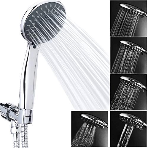 Briout Handheld Shower Head High Pressure 5-Settings with Hose, Chrome - Image 2