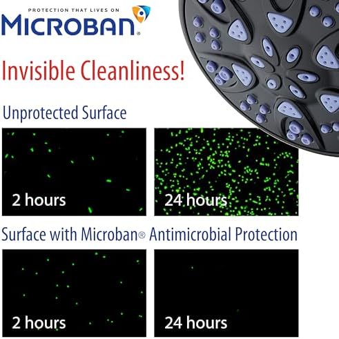 AquaDance Antimicrobial – Anti-Clog High-Pressure 6-Setting Shower Head with Microban Nozzle Protection from Growth of Mold, Mildew & Bacteria for Stronger Shower! 4" Sunset Blue - Image 4