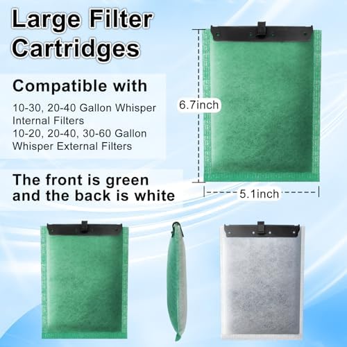 driamor 10 Pack Large Filter Cartridges Compatible with Whisper Filters 20i/40i IQ20/30/45/60 PF20/30/40/60, Aquarium Filter Cartridge Replacement Assembled Compatible with ReptoFilter 125GPH - Image 3