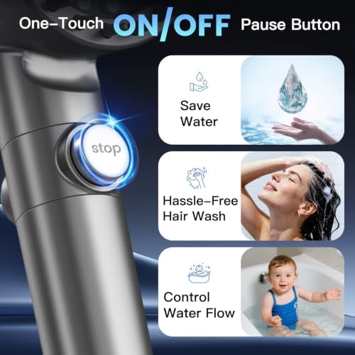 Filtered Shower Head with Handheld, High Pressure Showerhead with 2 Filters - Image 5
