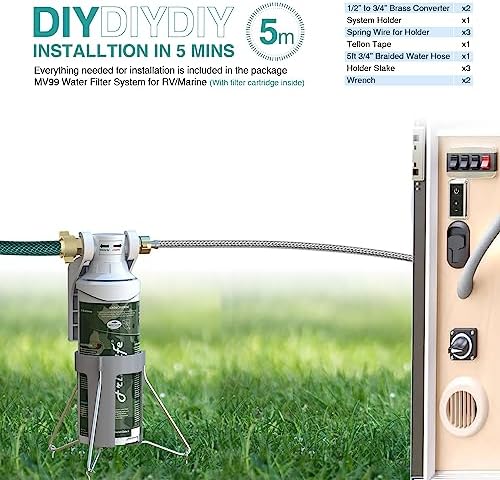FRIZZLIFE RV Water Filter-NSF/ANSI 53&42 Certified Inline Hose Filter for RV-0.5 Micron High Water Pressure, Reduce Chlorine, Lead, Heavy Metals, Odors - for Marine, Camper, Garden, MV99 - Image 3