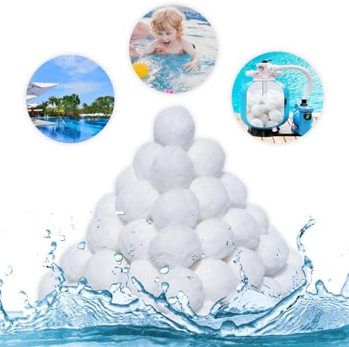 1.54 Lbs Pool Filter Balls, Eco-Friendly Filter Balls for Swimming Pool Sand Filters, Lightweight and Reusable Fiber Ball, Replace 50 lbs Pool Filter Sand (1.54, Pounds) by Foubret