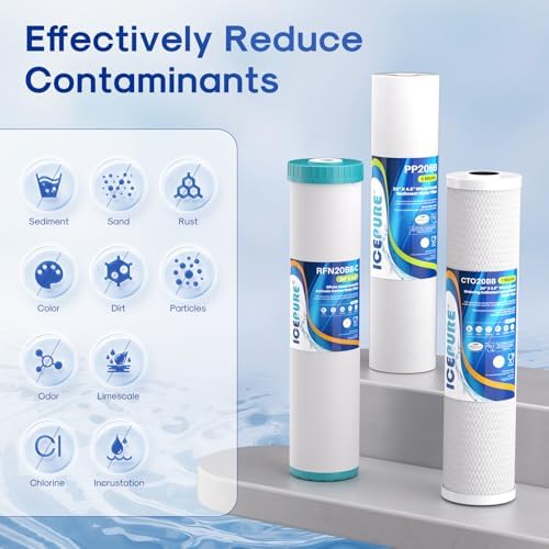 ICEPURE 3-Stage 4.5" x 20" Whole House Water Filter Cartridge Kit, 5 Micron Sediment, GAC, and Activated Carbon Block Filter Raplacement for DB20P, EP20-BB, PACK of 1 - Image 2