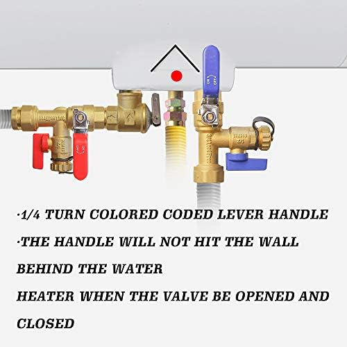 Hourleey 3/4 Inch IPS Isolator Tankless Water Heater Service Valve Kit, with Pressure Relief Valve, Clean Brass - Image 5