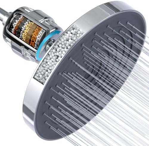 High Pressure Filtered Shower Head Combo with 15-Stage Water Softener Filter Cartridge, Effectively Removes Chlorine & Heavy Metals from Hard Water, Revitalizes Dry Skin and Adds Shine to Hair（Chorme） by Gasecoet