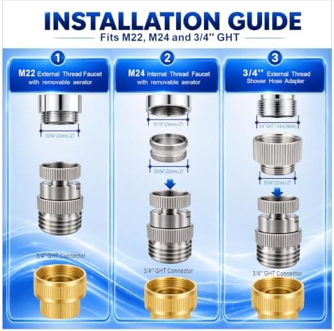 Sink Faucet Adapter with Aerator, Sink Faucet to Garden Hose Adapter - Image 4