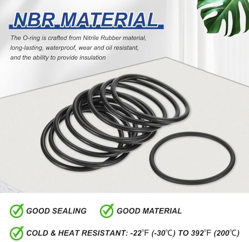 PATIKIL Silicone O Rings, 10 Pcs 2" OD 1.7" ID 0.12" Width Sealing O Ring Gasket Washers for Bathroom Sink Compressor Valves Pipe Hose Repair, Black (50x43.8x3.1mm) - Image 3