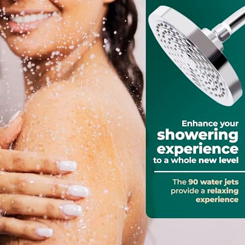 Winthorpe 6 Inch Rain Shower Head, High Pressure Fixed Showerhead, 90 Jets for Full Body Coverage, Adjustable 1.8 or 2.5 GPM Flow Inserts, Tool Free 1 Minute Install, Matte Black - Image 4