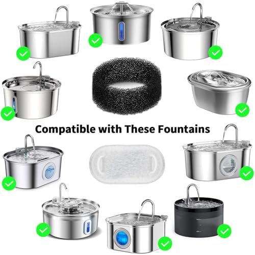Cat Water Fountain Filter Replacement 24 Pack, 12 Carbon Filters + 12 Sponges - Image 2