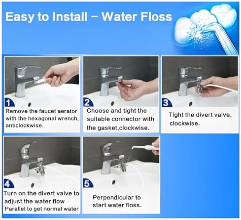 Water Flosser for Family Use 3 Jet Tips & 3 Toothbrush for Faucet & Shower, Oral Irrigator Non-Electric Safety , Dental Oral Care Tooth Cleaning - Image 3