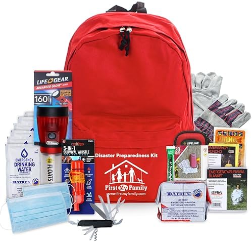 First My Family All-in-One Premium 1-Person, 72-Hour Bug Out Bag for Earthquakes, floods, tsunamis and Other Emergencies and disasters. Be Safe, be Prepared. by FIRSTMYFAMILY