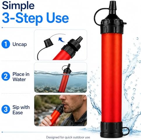 Water Filter Straw, Emergency Water Purefier, 1500 Liters/396 Gallon Capacity, Portable Filtration System for Camping, Hiking, Travel, Biking (3PCS) - Image 5