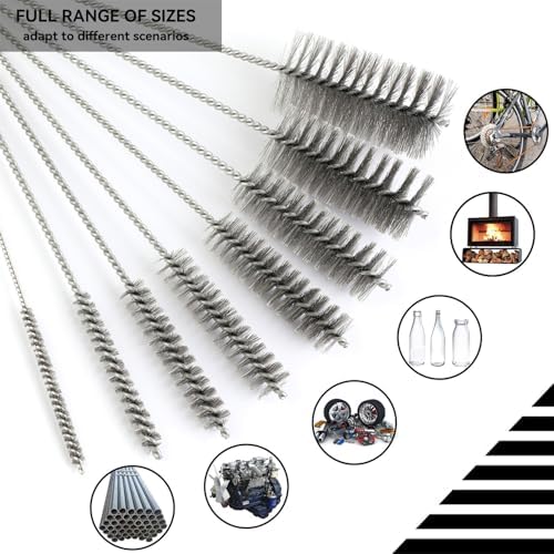 12 Inch Pipe Cleaning Brush Set with Stainless Steel Bristles, Steel Wire Tube Brush Kit for Auto Parts Polishing, Machining, Bottles, Tubes, Etc.（20mm-2pcs） - Image 6