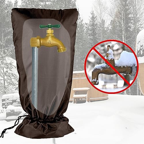 XXL Outdoor Faucet Covers for Winter, 3M Thinsulate Insulation Faucet Freeze Protector, 25”H x 13”W for Garden Lawn Faucets & Yard Hydrant, Waterproof Insulated Spigot Cover Faucet Sock – Brown - Image 6